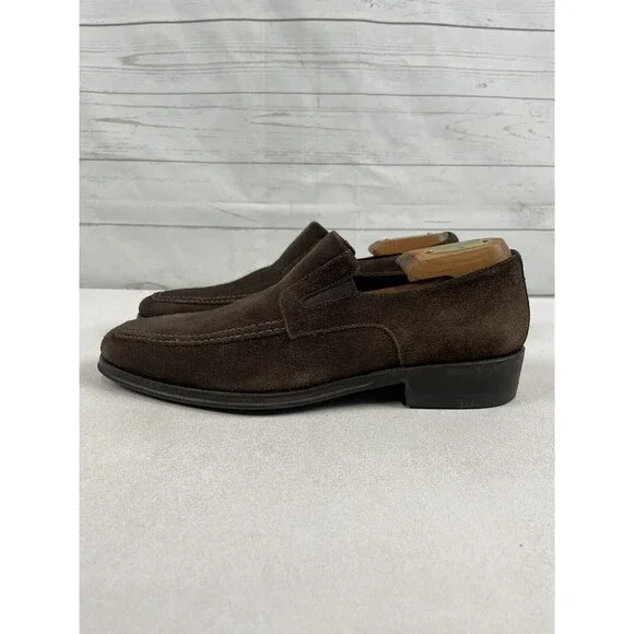 Bruno Magli Men's Shoes Raging Suede Slip On Loafers Brown Size W